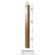 Tuscan Square Full Newel Post 1500x91x91mm | Options