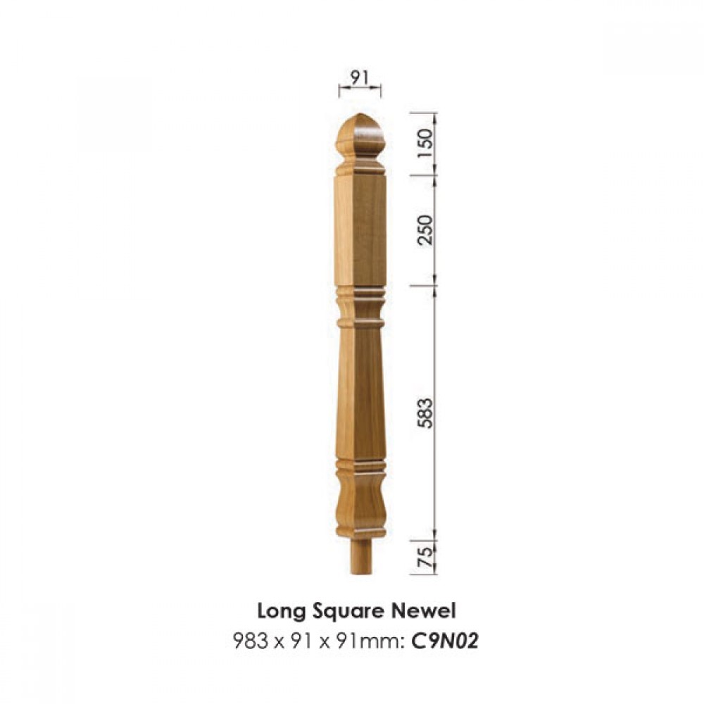 Concra Newel Post 983x91x91mm | Options