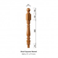Corby Short Square Newel Post 860x91x91mm | Options