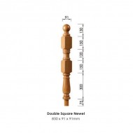 Corby Double Square Newel Post 850x91x91mm | Options