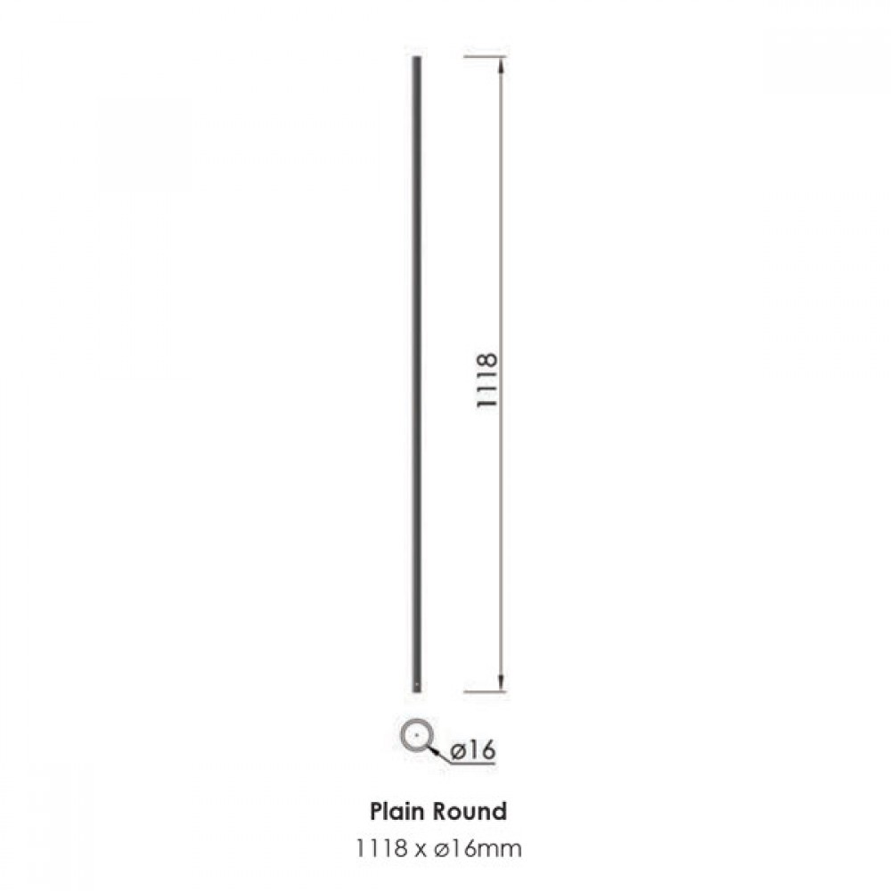 Matrix Plain Round Spindle Black 1118x16mm