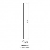 Matrix Plain Round Spindle Black 1118x16mm