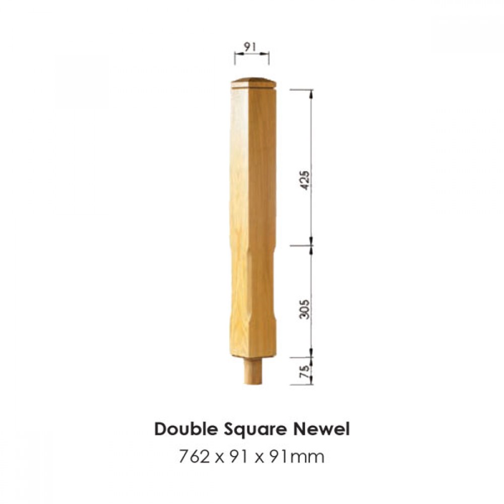 Boyne Double Square Newel Post 762x91x91mm | Options