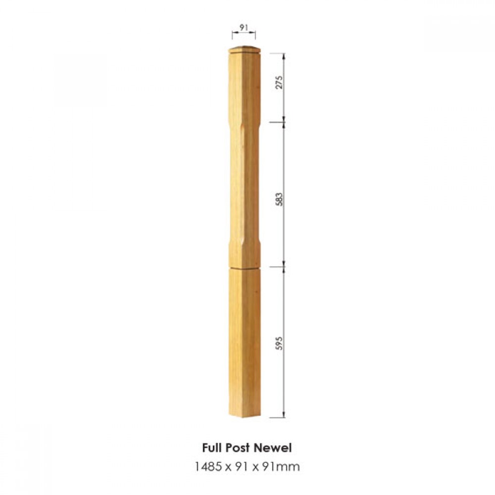 Boyne Primed Full Newel Post 1485x91x91mm | Post Options