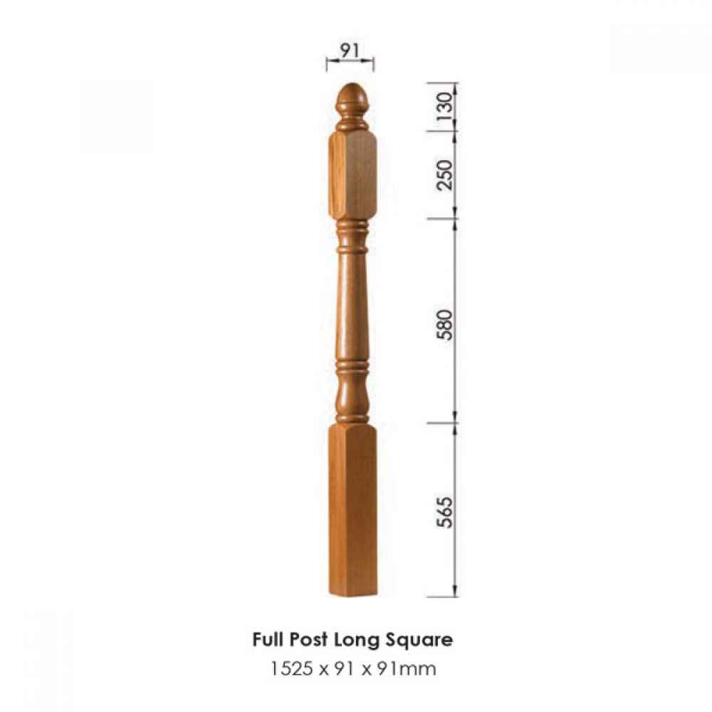 Achill Square Newel Post 1525x91x91mm | Finish & Post Options