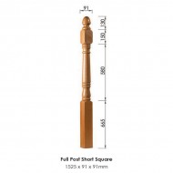 Achill Short Square Newel Post 1525x91x91mm | Post Options