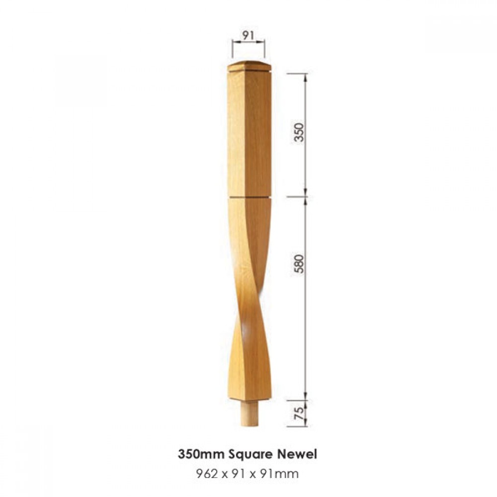 Milano Square Landing Newel Post 962x91x91mm | Options