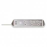 Brennenstuhl 3 Way Corner Extension Lead | USB Charging