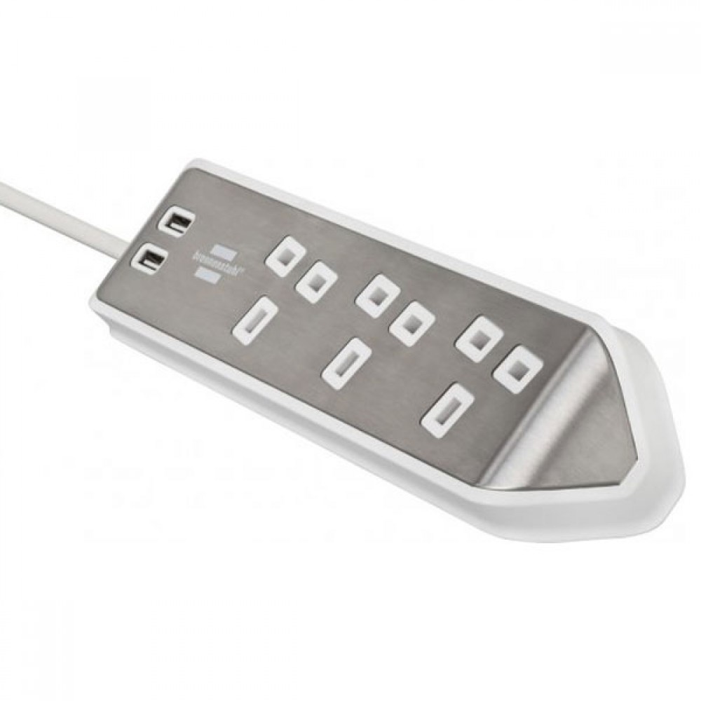 Brennenstuhl 3 Way Corner Extension Lead | USB Charging