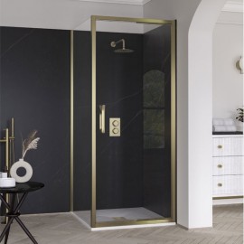 Eto Infold Door 900mm Brushed Brass With Clear Glass | ETOIF90BRBC