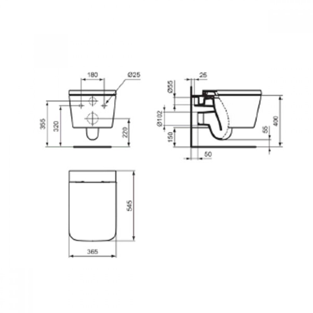 Ideal Blend Cube Wall Hung Bowl White | T368601 