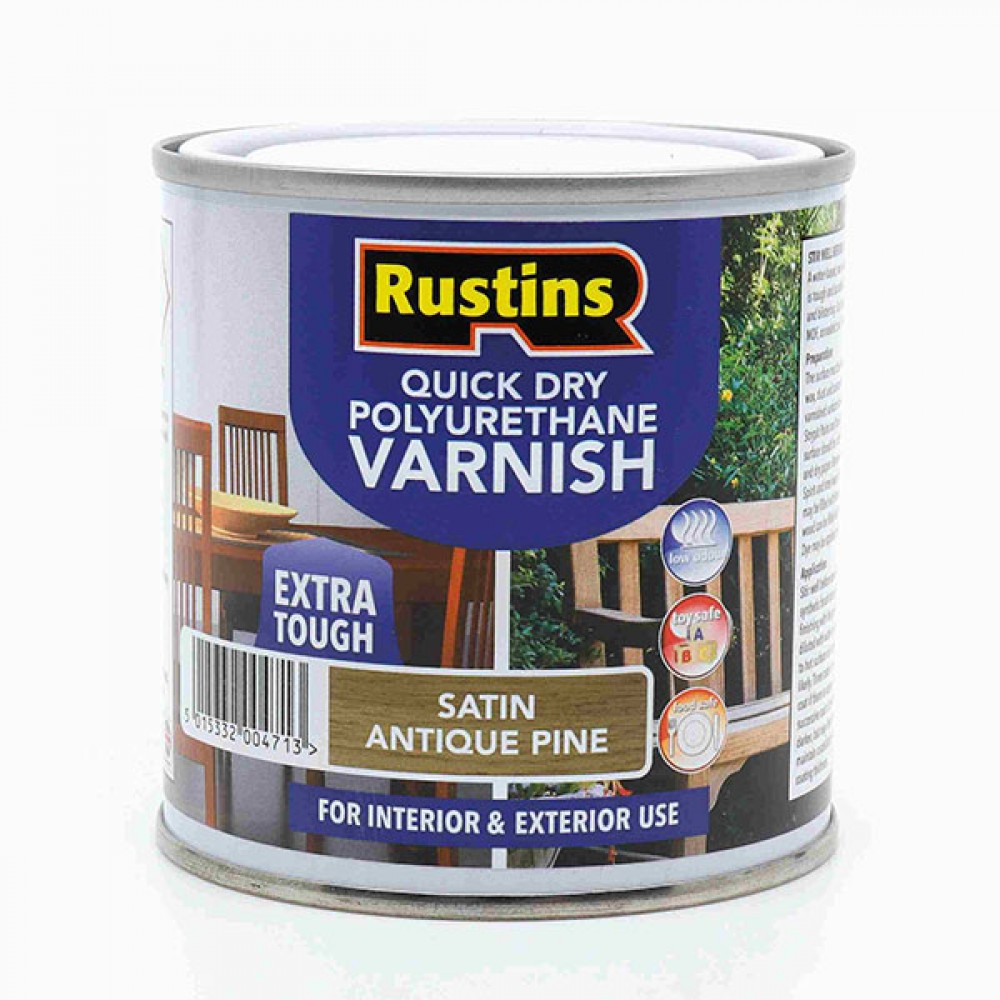 Rustins Q/d Poly Varnish Satin Antique Pine 250ml | R695031