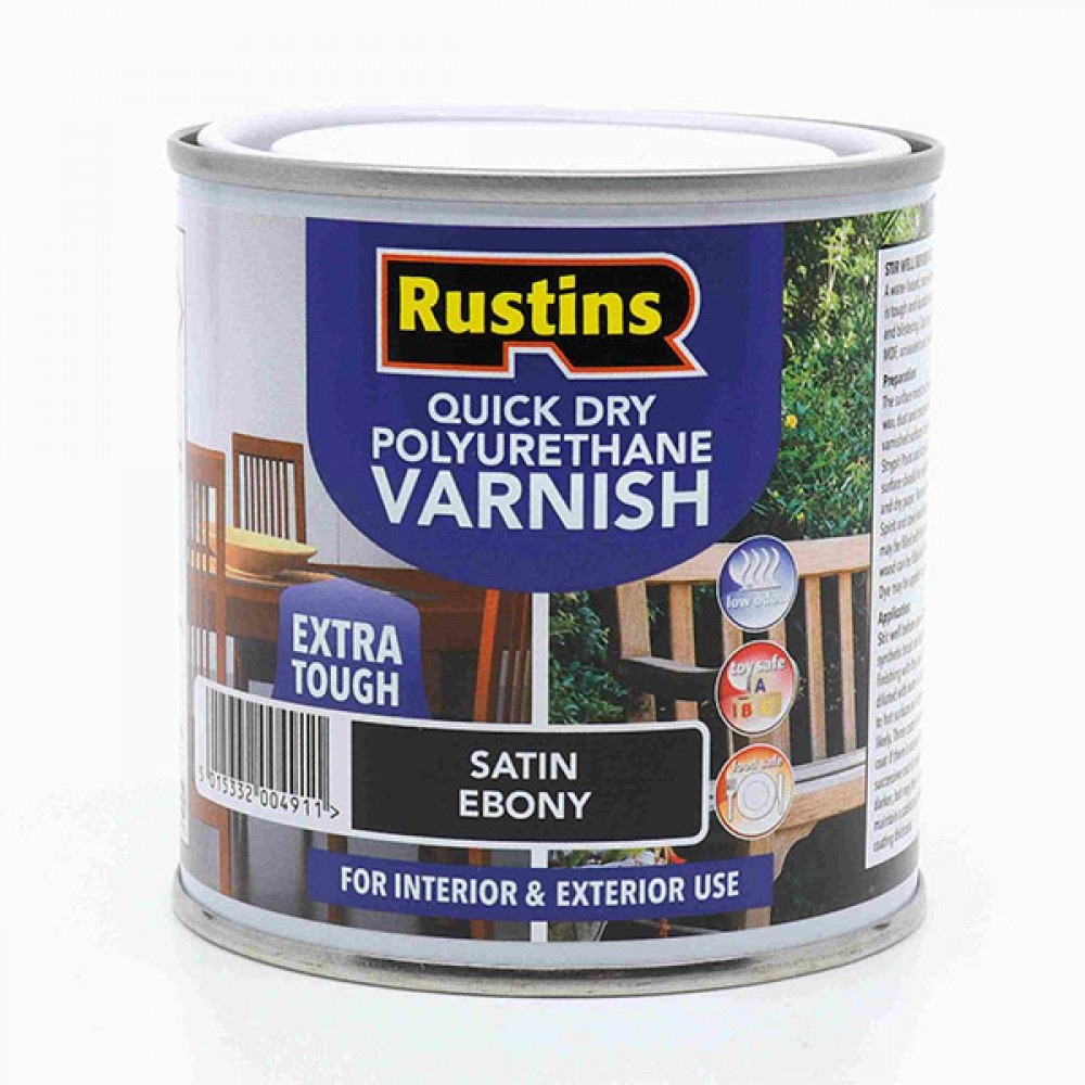 Rustins Q/d Poly Varnish Satin Ebony 250ml |  R695034