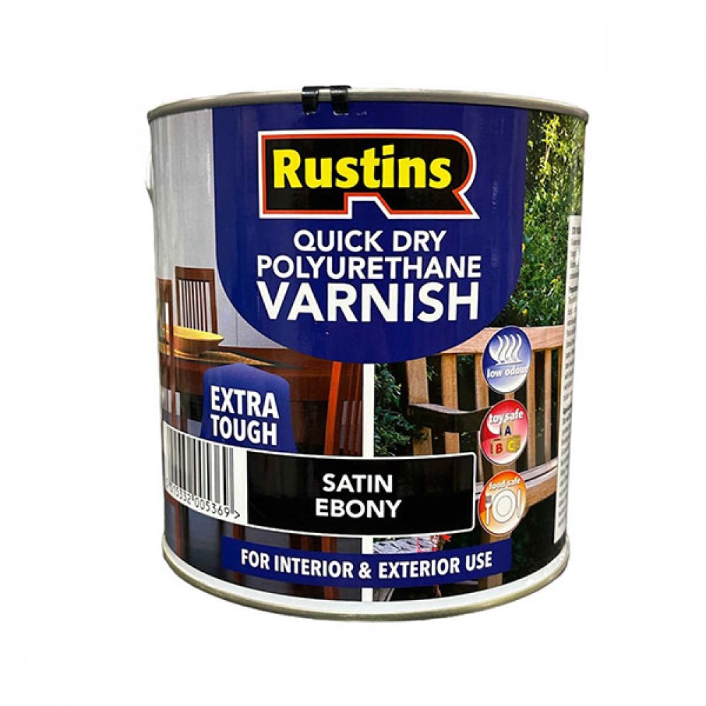 Rustins Q/d Poly Varnish Satin Ebony 1ltr | R695036