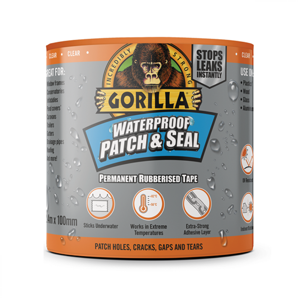 Gorilla Clear Tape Waterproof Patch & Seal Tape 100mm X 3m |3044751