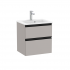 Compact vanity unit with 2 drawers and basin matt grey