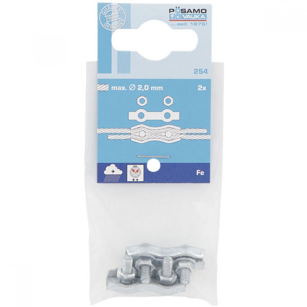 Posamo Duplex Wire Rope Clip 2mm (2) Zinc Plated | PS2100600060