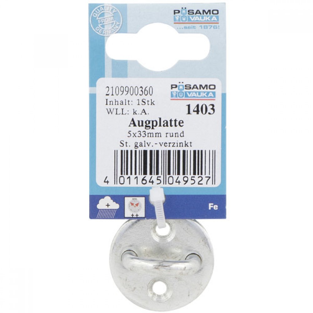 Posamo Eye Plate 5x33mm Round Shape Zinc Plated | PS2109900360