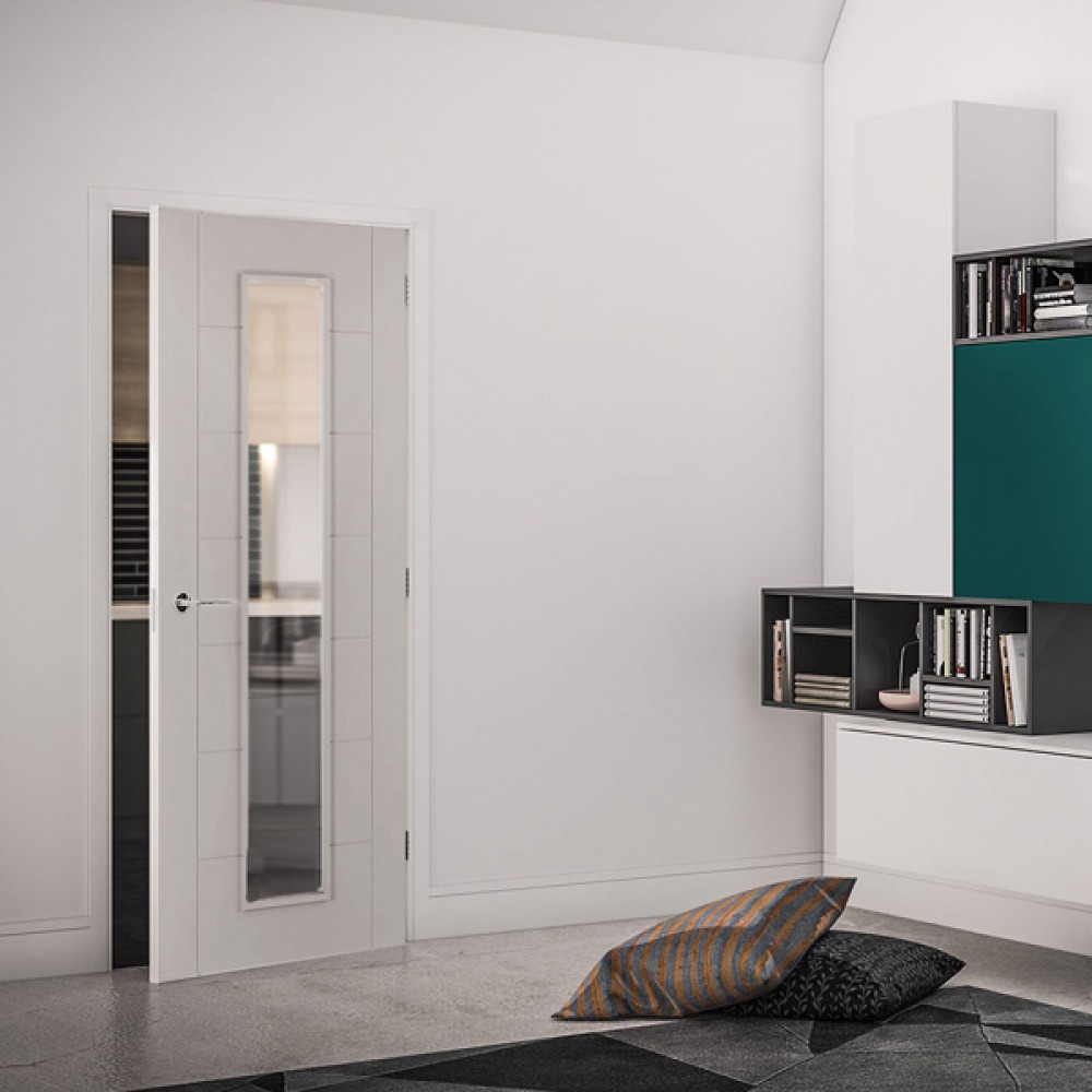 Deanta HP16G White Primed Door | Glass Optional