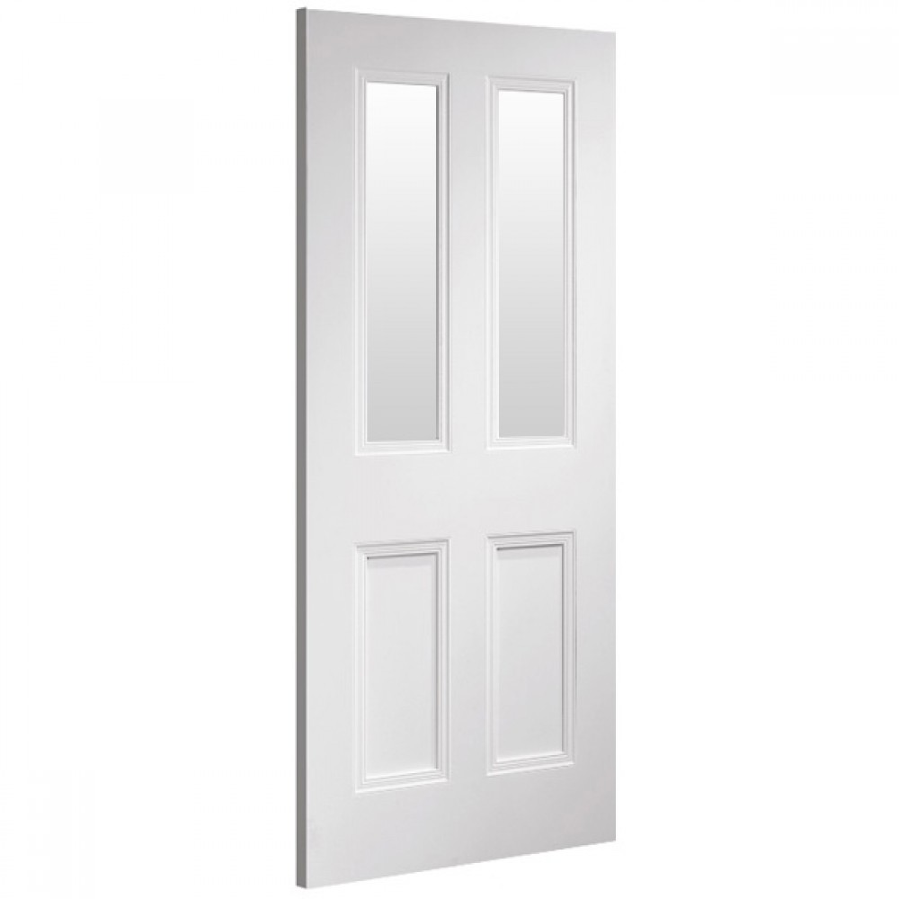 Deanta NM1GC White Primed Door | Clear Bevelled Glass