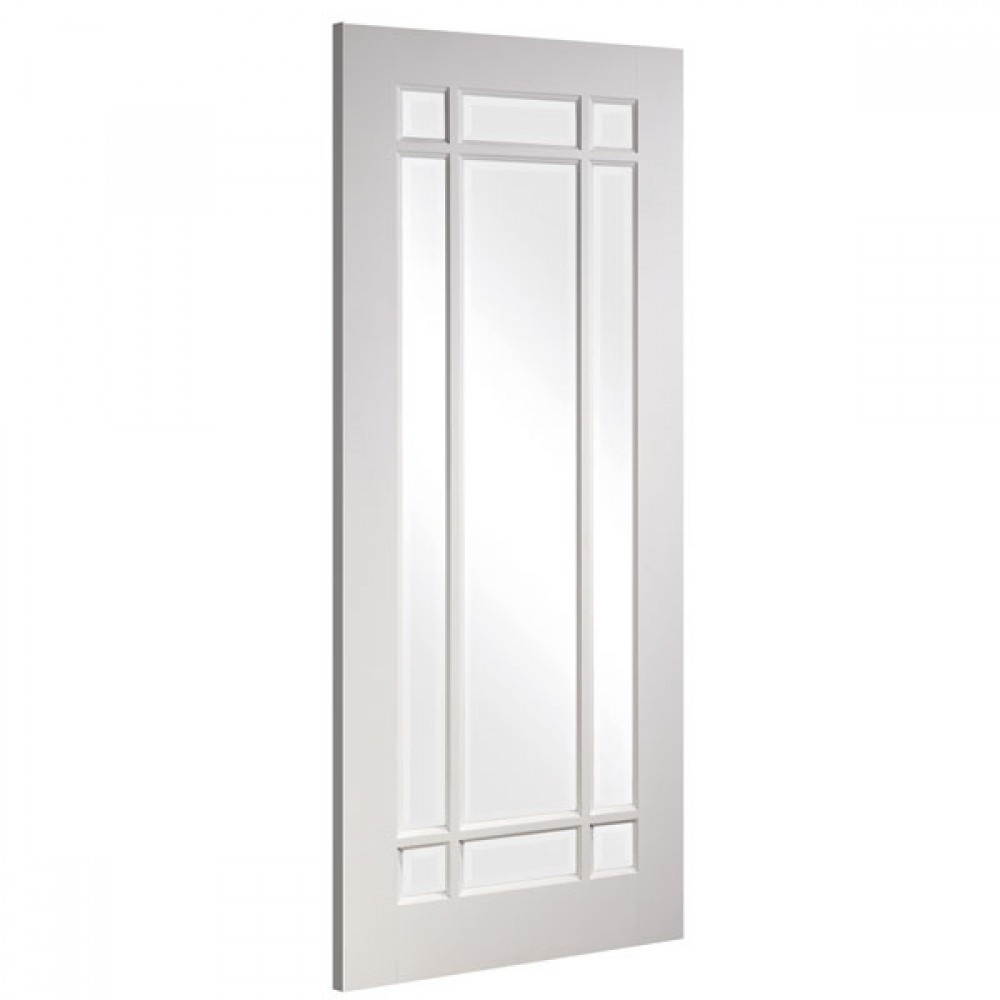 Deanta NM5G White Primed Door with Clear Bevelled Glass