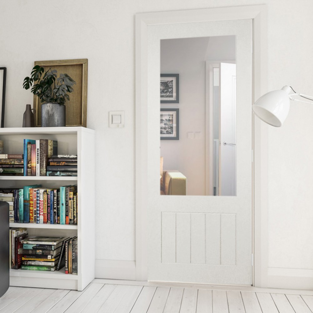 Deanta HP38G Primed White Door | Glass Optional
