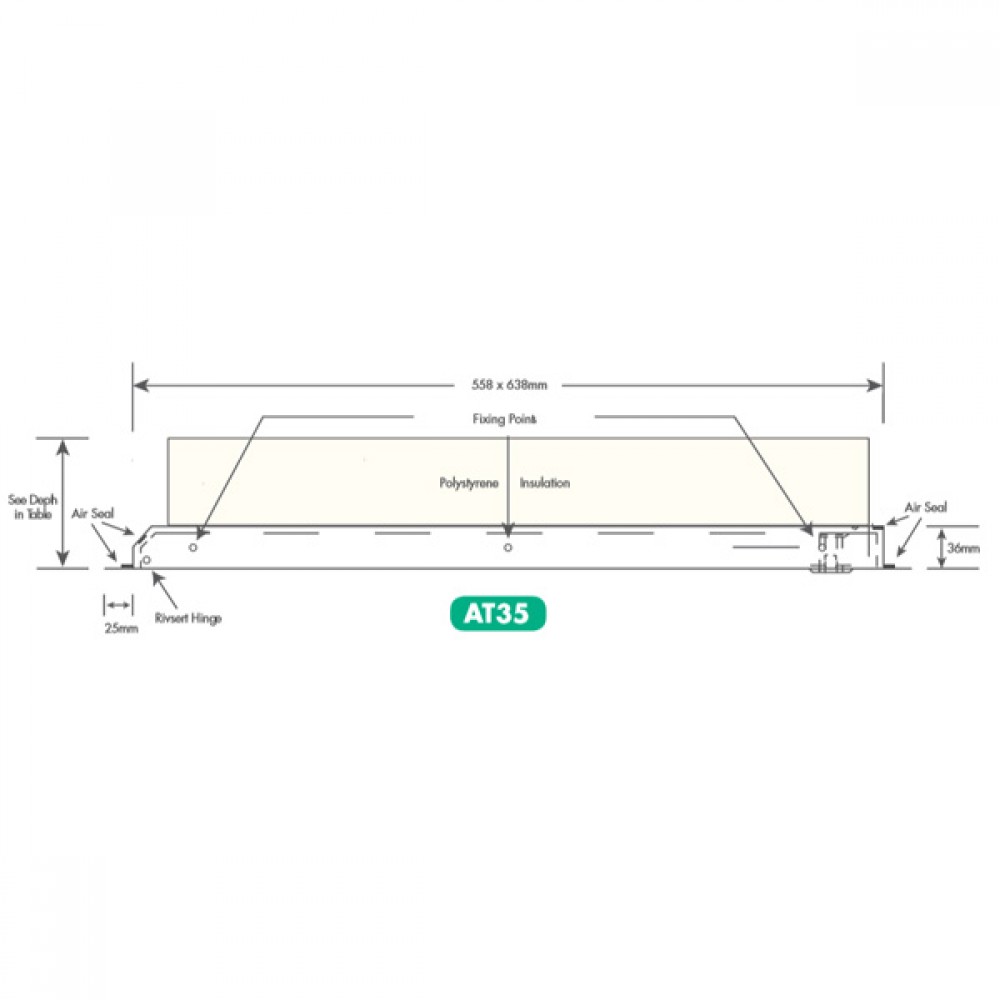 Airtight Part L Hinge Down Loft Hatch | AT35 | 640x560mm