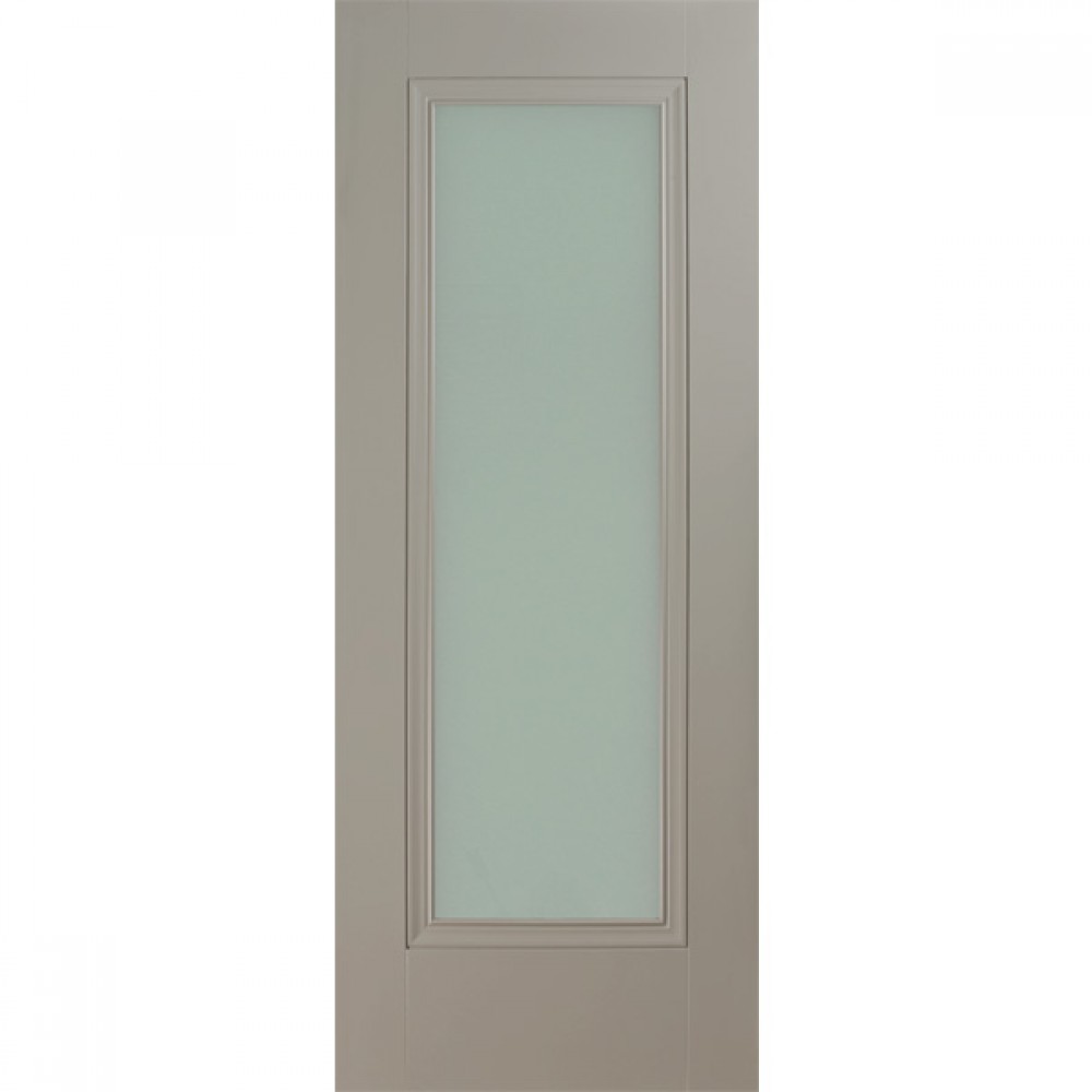 Doras Prague 1 Lite Door Painted Silk Grey ( Glazed Frosted)