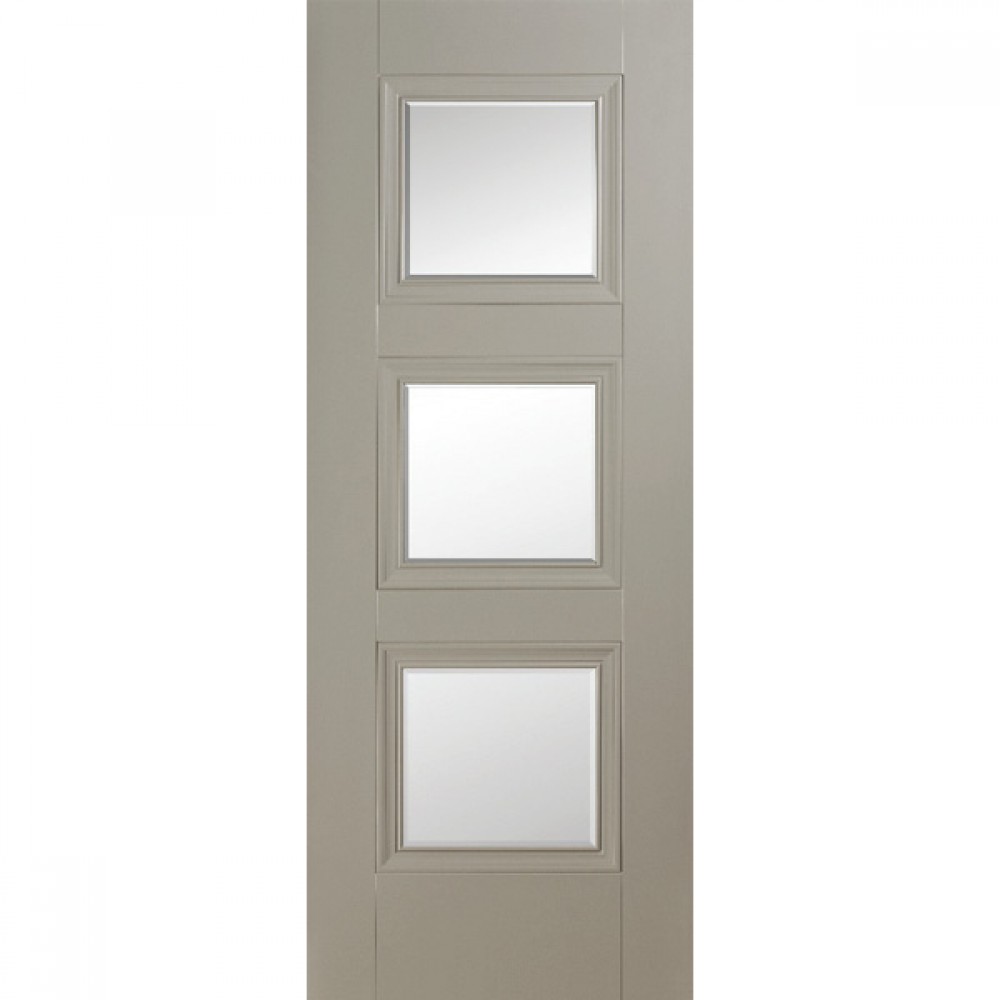 Doras Vienna 3 Lite Door Painted Silk Grey ( Clear Glazed)
