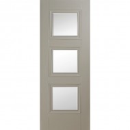 Doras Vienna 3 Lite Door Painted Silk Grey ( Clear Glazed)