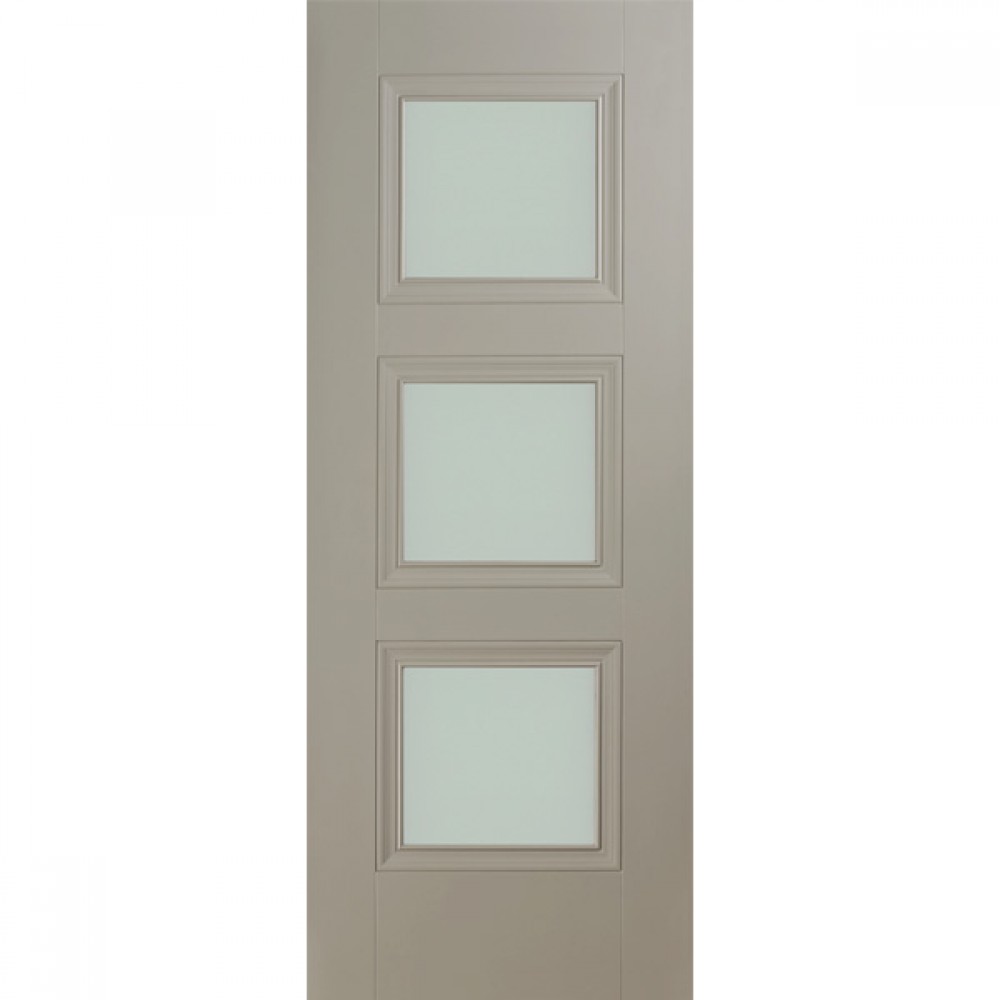 Doras Vienna 3 Lite Door Painted Silk Grey ( Glazed Frosted)