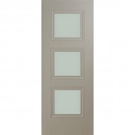 Doras Vienna 3 Lite Door Painted Silk Grey ( Glazed Frosted)