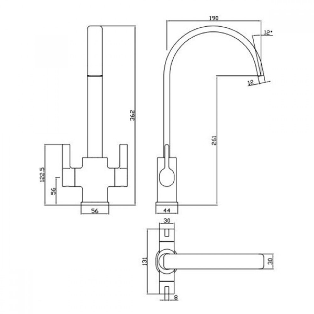 Luss Twin Cruciform Kitchen Sink Mixer