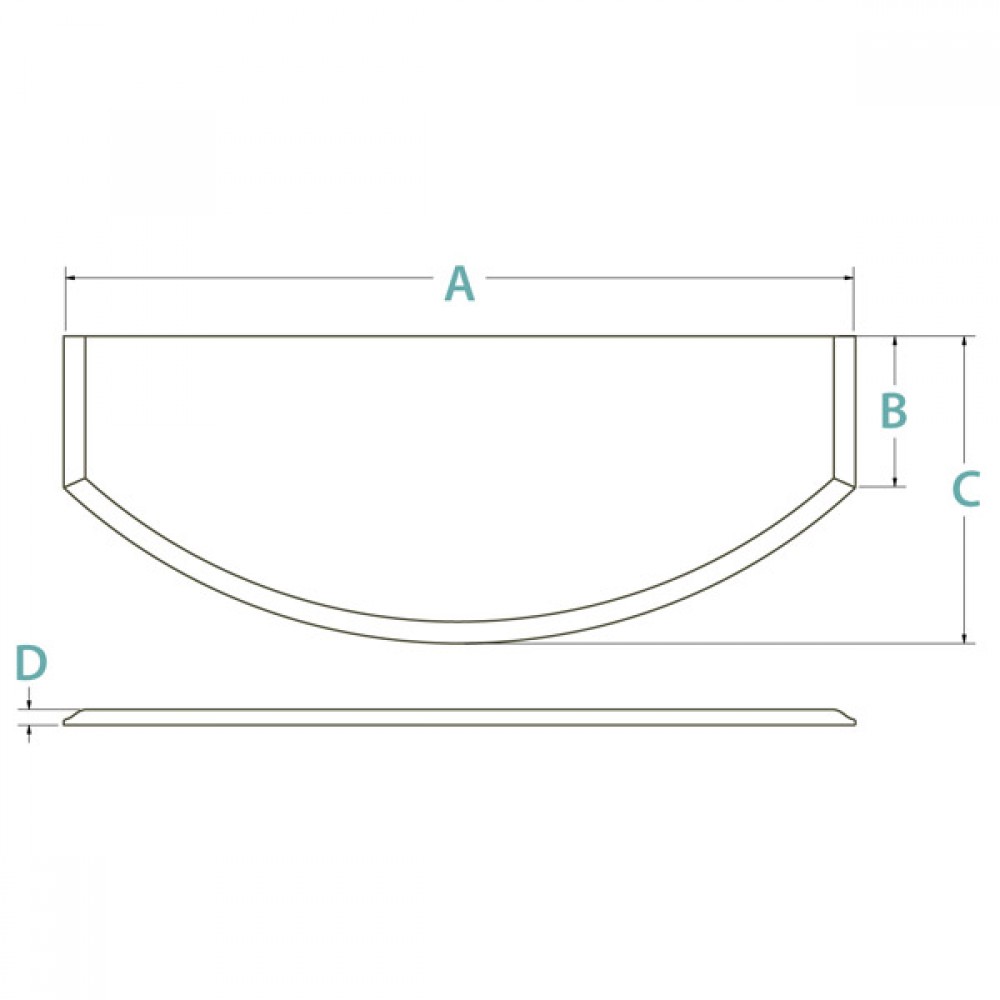 36 x 24" Curved & Bevelled Flat Hearth Extension