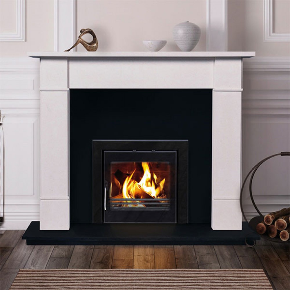 Flat Victorian 54" Surround Alpine White, Insert & Hearth