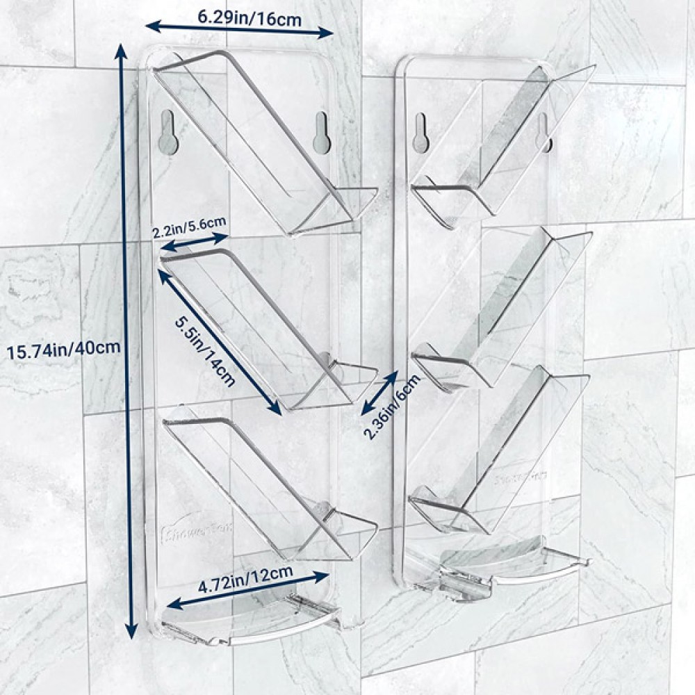 Showergem | Rustproof & Easyclean Shower Tidy | 2 Pack - Left & Right