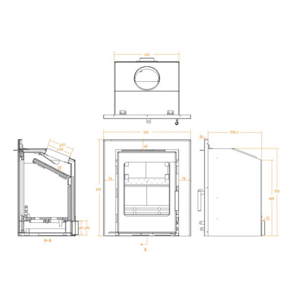 Ares 5kw Eco Cassette Stove C/w 3 Sided Frame