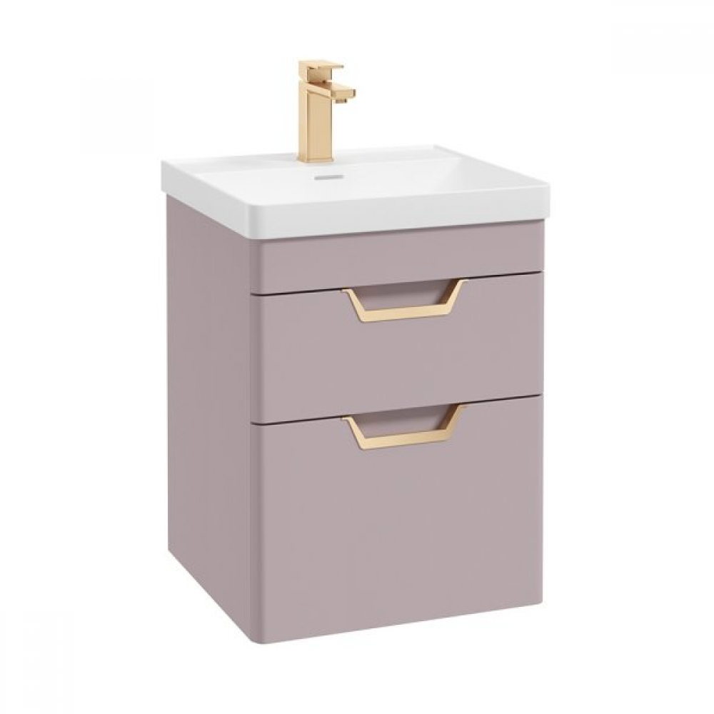 Sonas Freya 50cm 2 Drawer Wall Hung Unit & Basin Pink-Gold