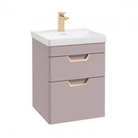 Sonas Freya 50cm 2 Drawer Wall Hung Unit & Basin Pink-Gold