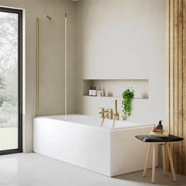 Flair Ayo 8mm Brushed Brass Bathscreen 1500x800