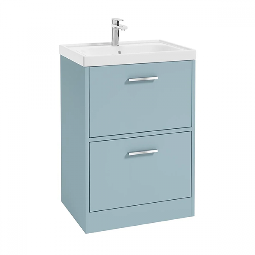 Sonas Finland 60 Free Standing Vanity 2 Drawers Midnight Sky Blue Chrome Handle