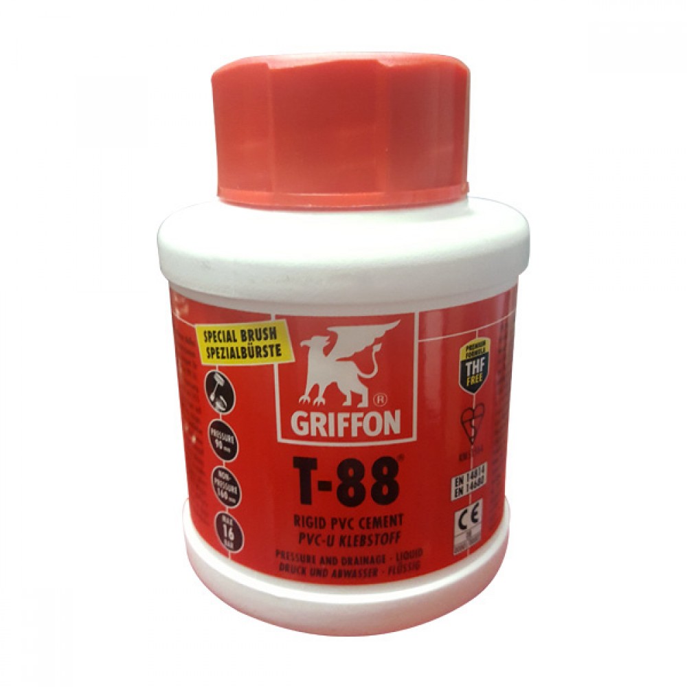 Griffon T-88 Rigid Pvc Cement 250ml | Bottle With Pipe Brush