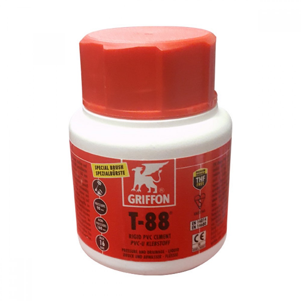 Griffon T-88 Rigid Pvc Cement 100ml | Bottle With Pipe Brush