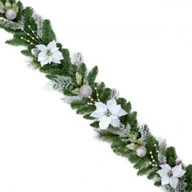 1.8m Poinsettia Garland White