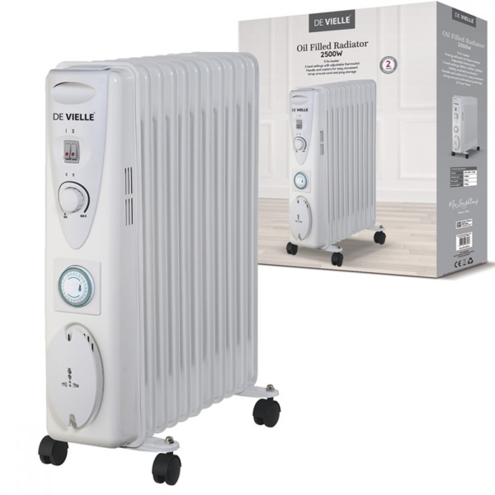 Devielle 2500w Premium Oil Filled Radiator With Timer | Def973987