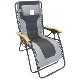 Zero Gravity Padded Sun Lounger Grey