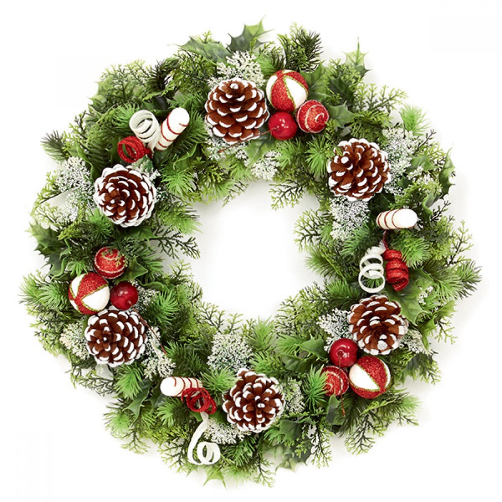 45cm Red White Plastic Wreath | DF149059