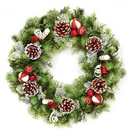 45cm Red White Plastic Wreath | DF149059