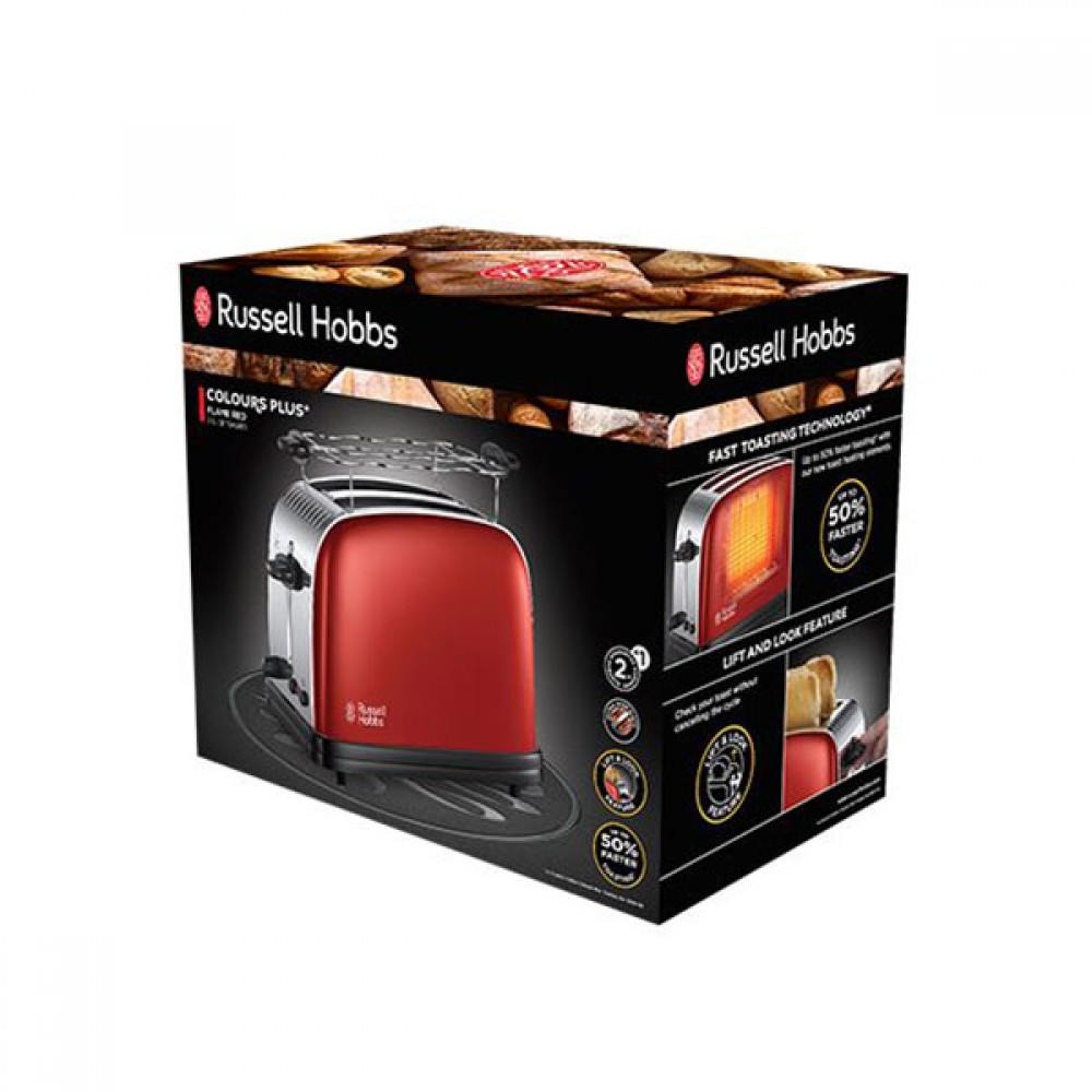 Russell Hobbs Colours Plus 2 Slice Toaster Red | 23330