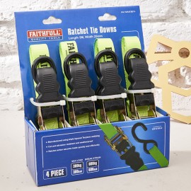 Faithfull 4 Piece Ratchet Tie Down Set | XMS24RATCHET